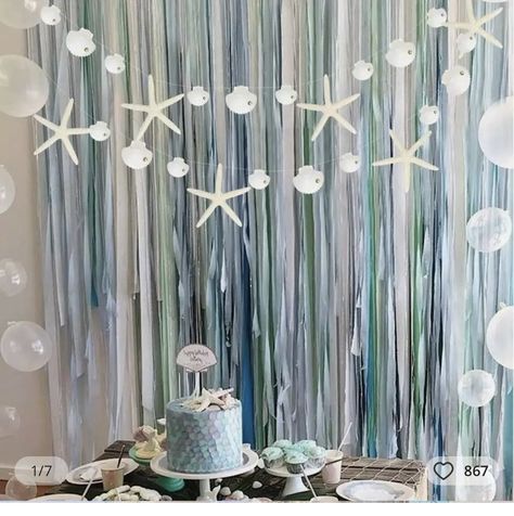 Beach Theme Birthday Party, Coastal Birthday, Beach Theme Birthday, Ocean Baby Showers, Mermaid Birthday Decorations, Beach Baby Showers, Ocean Birthday Party, Ocean Theme Party, Fest Temaer