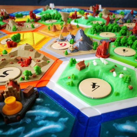 Catan Game, Hex Tiles, Catan Board, Tiles Game, Settlers Of Catan, Hex Tile, Robotic Arm, Color Printer, Catania