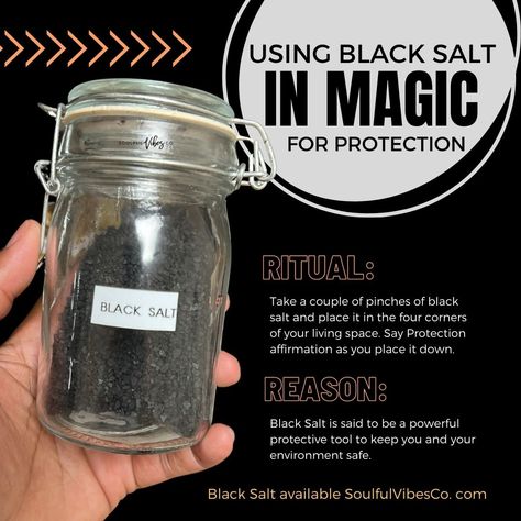 Black Salt Uses, Black Salt Witchcraft, Salt Magick, Witchcraft Items, Different Salts, Salt Ritual, Witch Salt, Lightworker Spirituality, Cleanse Your Soul