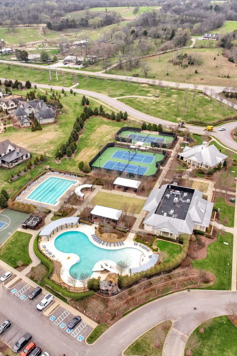 Nashville Private Club Community | Golf Community | The Grove | Nashville Homes | Nashville Homes For Sale | Luxury Homes | Gated Community | Resort Style Pool | Neighborhood Pool | Onsite Private Pool | Members Only Pool | Slides | Lap Pool | The Grove Sports Centre | Family Friendly Pool | Beach Entrance | Waterslide | Competition Lap Pool | Outdoor Pavilion | Healthy Lifestyle | Active Lifestyle | #GroveLiving | The Grove Club Lifestyle | Private Club Amenity Package Community Pool Design, Neighborhood Clubhouse, Country Club Pool, Community Space Design, Pool Clubhouse, Nashville Homes, Club Lifestyle, Shooting Club, Pool Club