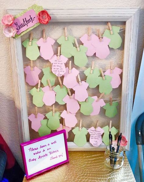 16 alternative baby shower guest book ideas - Mum's Grapevine Alternative Guest Book Ideas, Party Decorations Pink, Baby Shower Guest Book Alternative, Moldes Para Baby Shower, Guest Book Ideas, Baby Shower Wishes, Ideas Baby Shower, Trendy Baby Shower Ideas, Baby Shower Decorations For Boys