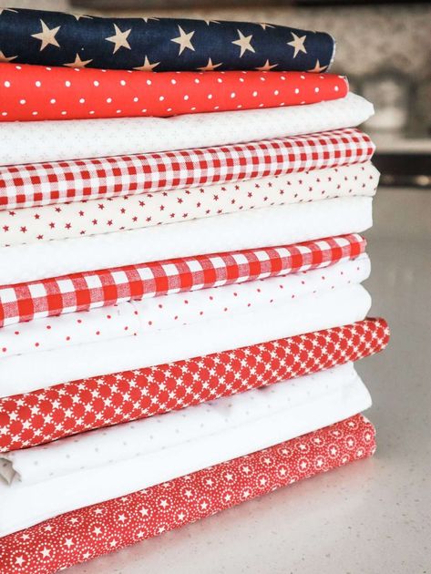 How to Make an All-American “Rag Flag” | April Colleen Rag Flag, Rustic Fabric, Patriotic Fabric, Target Dollar Spot, Star Spangled Banner, Calico Fabric, Star Spangled, Green Dot, American Rag