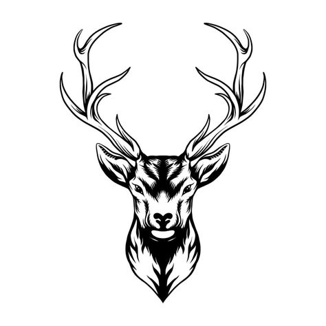 Deer Head Tattoo, Hirsch Silhouette, Antler Design, Deer Tattoo, Buck Deer, Deer Silhouette, Stag Head, Oracal Vinyl, Head Tattoos