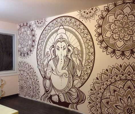 Wall Drawing Ideas, Wall Drawings, Diy Mural, Dream Ideas, House Dream, Wall Painting Decor, Ganesha Painting, Wall Drawing, Wall Paint Designs