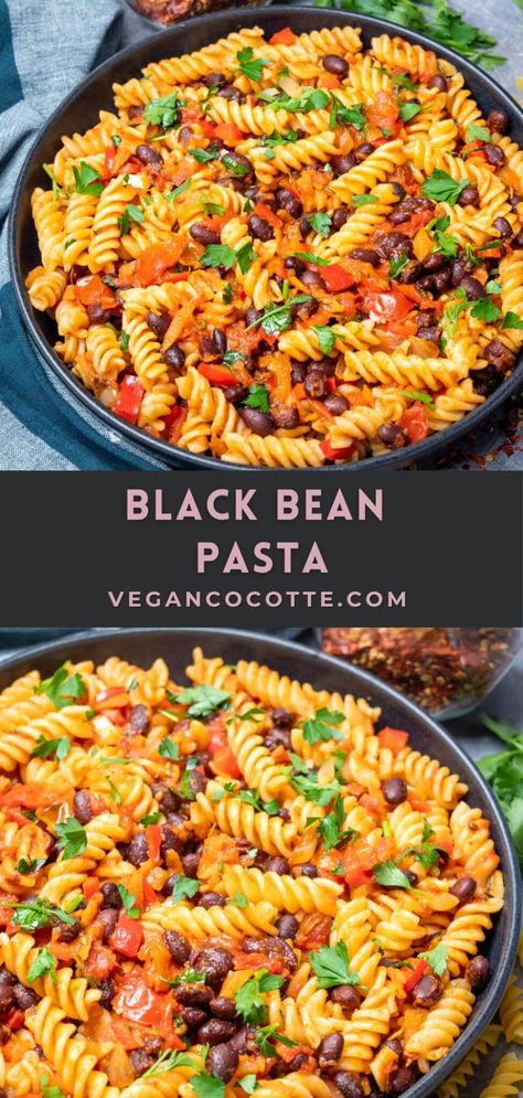 Easy Pasta Lunch Recipes, Bean Pasta Recipes, Black Bean Pasta, Bean Pasta, Vegan Pasta Recipes, Vegan Main Dishes, Pasta Dinner Recipes, Tasty Vegetarian Recipes, Vegetarian Recipes Dinner