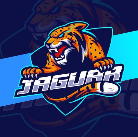 Angry jaguar leopard mascot esport logo ... | Premium Vector #Freepik #vector #logo #badge #nature #sports Angry Jaguar, E Sport Logo, Pantera Logo, Jaguar Emblem, Cheetah Logo, Jaguar Logo, Football Player Drawing, Mascot Illustration, Jaguar Leopard