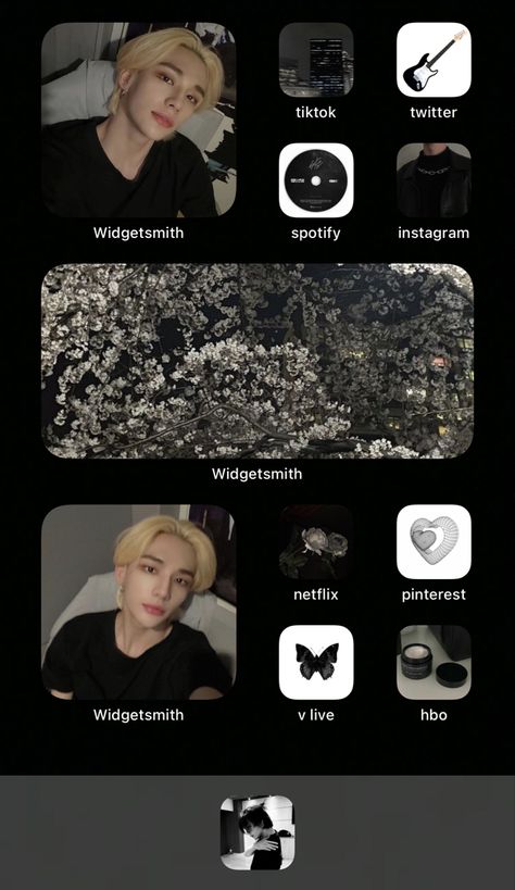 Hyunjin Phone Layout, Hyunjin Homescreen Layout, Hyunjin Phone Theme, Minimalist Wallpaper Phone, Samsung Home, Spotify Instagram, Iphone Home Screen Layout, Screen Layout, Phone Inspo