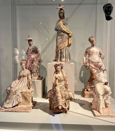 Hellenistic History on Instagram: “The so-called 'Tanagra' Figurines, dated to 150 BC are Hellenistic clay statuettes of girls and women in rich robes. They are often called…” Archaeology, Greek Statue, Figurines, Statue, Sculpture, History, On Instagram, Instagram, Art