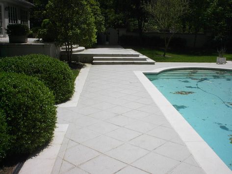 Found on Bing from www.pinterest.com Ice White Sandblasted Marble Pool Deck, Pool Patio Pavers, Deck Over Concrete, Pool Decking Concrete, Cement Pools, Decks Around Pools, Pool Decking, Concrete Patio Makeover, Pool Pavers