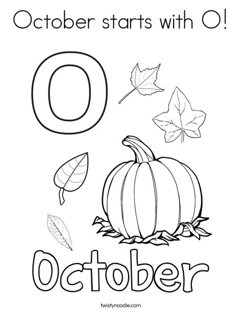 October starts with O Coloring Page - Twisty Noodle Kindergarten Trace Worksheets, October Worksheets Kindergarten, Months Kindergarten, Fall Worksheets For Kindergarten, October Worksheets, P Is For Pumpkin, Morning Binder, Fall Worksheets, October Activities