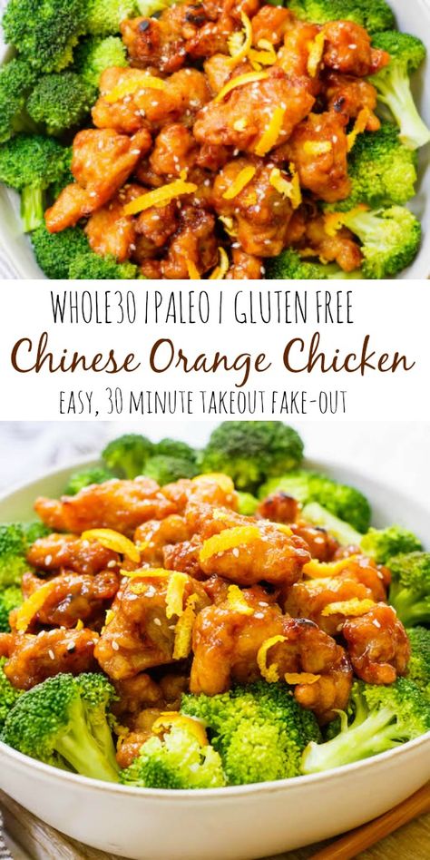 Paleo Orange Chicken, Whole 30 Chicken Recipes, Chinese Orange Chicken, Gluten Free Chinese, Paleo Menu, Orange Chicken Recipe, Clean Eating Recipes For Dinner, Clean Eating For Beginners, Resep Diet