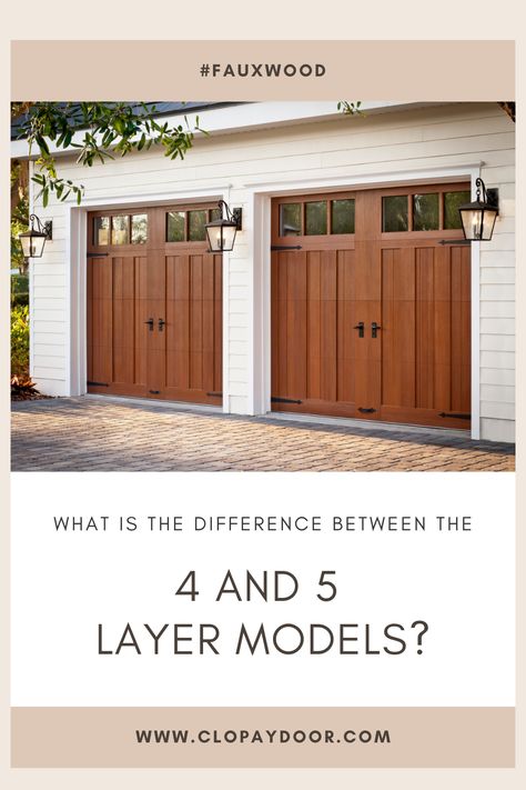 Stained Garage Doors, Exterior Stain Colors, Barn Colors, Faux Wood Garage Door, Carriage House Doors, Wood Garage, Pecky Cypress, Garage Door Styles, Cool Garages