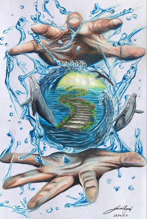 Realistic Surrealism Drawing, Humans And The Environment Art, Better World Art, Inner Peace Painting, Truth And Fiction Art, Surrealism Colored Pencil, Conceal And Reveal Art, Out Of The Ordinary Art, Narrative Art Ideas