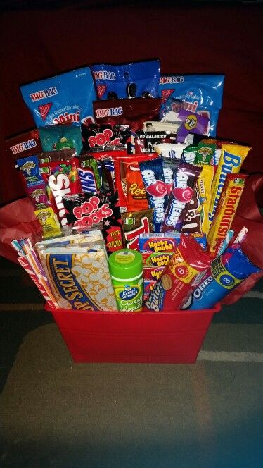 Basket Gift For Boyfriend, Gift Basket For Him, Valentines Gift For Boyfriend Baskets, Movie Night Gift Basket, Movie Night Gift, Halloween Gift Baskets, Candy Gift Baskets, Gift Baskets For Him, Boyfriend Gift Basket