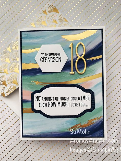 Masculine 18th Birthday Cards, Grandson Birthday Cards, Birthday Card With Photo, Kids Stamps, Old Birthday Cards, Grandson Birthday, 18th Birthday Cards, Homemade Birthday Cards, Birthday Milestone