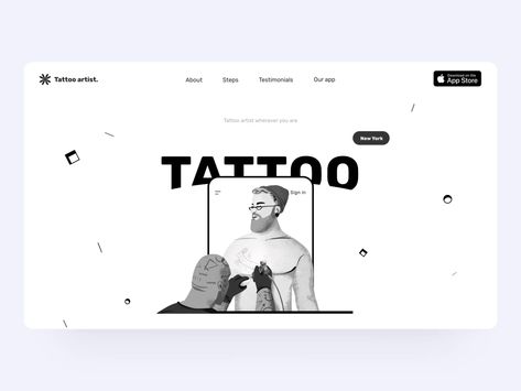 Artist Website Design, Website Landing Page Design, Tattoo Website, Landing Page Inspiration, New York Tattoo, Website Landing Page, Tattoos Mandala, Ui Animation, Tattoos Geometric