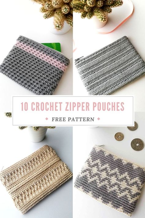 Crochet Mini Pouch, Pencil Pouch Pattern, Crochet Zipper, Crochet Clutch Pattern, Crochet Pencil Case, Free Crochet Bag, Crochet Bag Pattern Free, Pouch Tutorial, Crochet Pouch