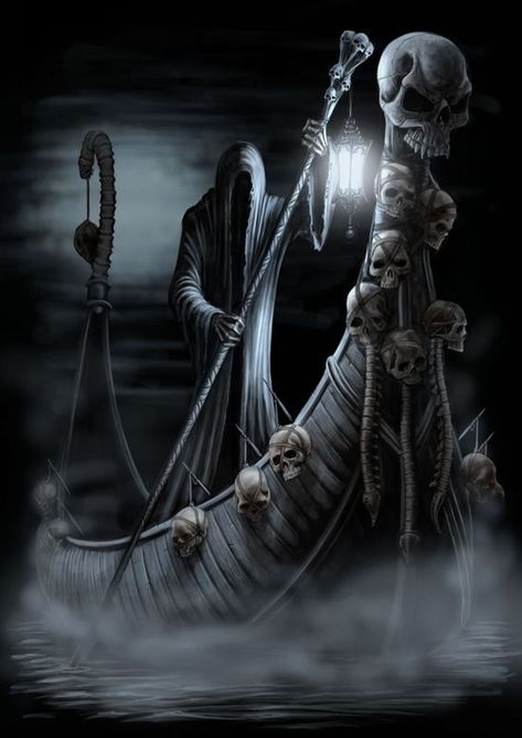 Fare thee well, my beloved friend, so true. The last coin I have, I give it to thee. I know thou hast nothing, so it must be: For Charon shall always demand his due. Fare thee well my friend. Do no… Hades Tattoo, Don't Fear The Reaper, Gothic Culture, Grim Reaper Tattoo, Reaper Tattoo, Grim Reaper Art, Greek Mythology Tattoos, Art Noir, Mythology Tattoos