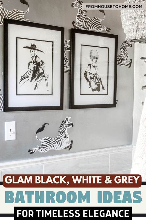 Black, White And Grey Bathroom Makeover Ideas | Interior Decorating Ideas Timeless Remodel, White And Grey Bathroom, Diy Glam Decor, Glam Rooms, Bathroom Moodboard, Bathroom Makeover Ideas, Gray And White Bathroom, Bathroom Makeovers, House To Home