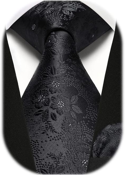 Amazon.com: HISDERN Men Solid Black Floral Ties Woven Classic 3.4" Necktie Set Formal tie Pocket Suqare for Wedding Business with Handkerchief Gift Box : HISDERN: Clothing, Shoes & Jewelry Gold Rose Flower, Floral Ties, Rose Flower Pattern, Formal Tie, Floral Necktie, Necktie Set, Wedding Clothing, Wedding Business, Tie And Pocket Square