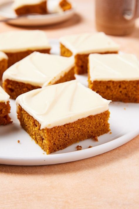 Pumpkin bars are the essence of fall baking. Rich pumpkin flavor packed into a moist bar creates a soft and lush treat. Topped with a smooth cream cheese frosting, these bars are perfect for any autumn gathering. | wyseguide.com #recipe #pumpkin #bars #fall #dessert Wyse Guide Pumpkin Bars, Wise Guide Recipes, Wyseguide Recipes, Best Pumpkin Bars, Eyes Guide, Pumpkin Slices, Kaleb Wyse, Easy Pumpkin Bars, Autumn Gathering