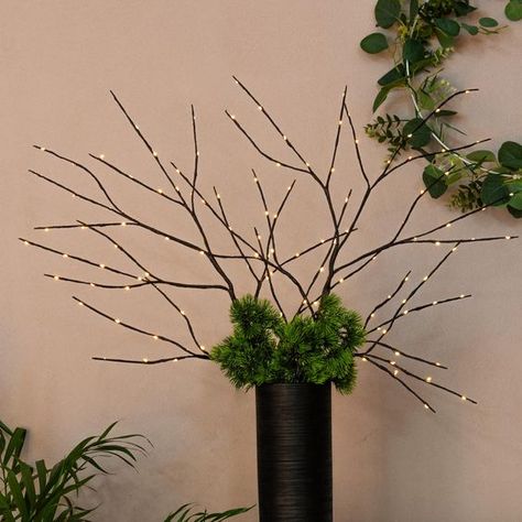 PRICES MAY VARY. DIY Branches: Bendable branch DIY for shaping a natural branch. Customized at any shape and hang bunch of lightweight ornaments. Create a beautiful and romantic atmosphere for whole space. Home Decorations: For indoor use, by decorating in vases. Perfect for bedroom, living room, office room, create a holiday atmosphere for Christmas, New Year, parties, birthday parties, wedding ceremony and dinner party decoration. Battery Operated: The LED Willow Twig Lighted Branch is powered Light Branches Decor, Lighted Branches Decor, Diy Branches, Branch Diy, Twig Lights, Lighted Centerpieces, Branches Diy, Christmas Decorations Apartment, Dinner Party Decorations