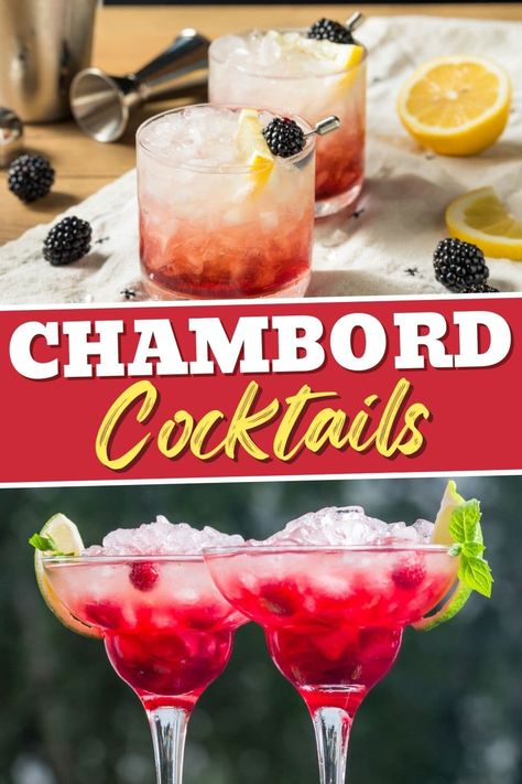 These classic Chambord cocktails will make you feel so fancy. From a bramble to a spritz to a perfect martini, this French liqueur is ideal for any happy hour. Chambord Drinks, Chambord Recipes, Chambord Cocktails, Raspberry Martini, Fruity Drink Recipes, French Martini, Perfect Martini, New Years Eve Food, Summer Drinks Alcohol