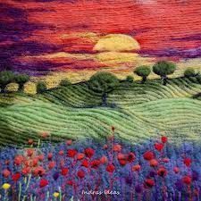 Image result for 2d felting Needle Felting Ideas, Needle Felted Art, Landscape Art Quilts, Yarn Painting, Felted Art, Wool Felt Projects, Felting Ideas, Wet Felting Projects, Fiber Art Quilts