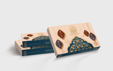 Lebanon Sweets Brand Box Packaging | Royal Baklawa Box on Behance Brand Box Packaging, Sweet Box Packaging Design, Sweet Box Packaging, Sweet Box Design, Biscuit Packaging, Best Branding, Luxury Packaging Design, Food Product, Sweet Box