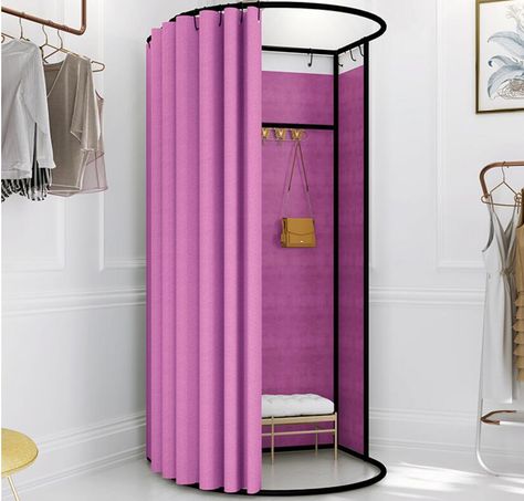 Shopping mall temporary mobile fitting room clothing store landing portable foldable simple dressing room display rack door curt| | - AliExpress Fitting Room Ideas Boutique, Portable Dressing Room, Clothing Boutique Interior, Tor Design, Fitting Rooms, Dressing Design, Cloth Hanger, Clothing Store Displays, Clothing Store Interior