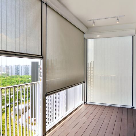 Balcony Shed Ideas, Balcony Blinds Ideas, Balcony Shade Ideas Apartment, Balcony Curtains Apartment, Balcony Curtain Ideas, Blinds For Balcony, Balcony Blinds, Ziptrak Blinds, Blinds Outdoor