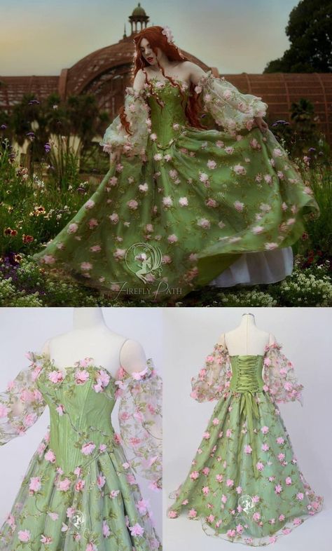 Fairy Dress Diy, Fairytale Clothing, Moodboard Images, Firefly Path, Black Gown Dress, Botanical Fashion, Dream Prom Dress, Pink Flower Dress, Fairy Clothes