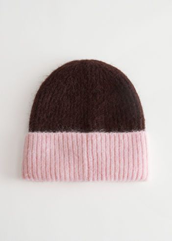 Ribbed Mohair Blend Beanie - Brown/Pink - Beanies - & Other Stories US Knit Vest Pattern, Pink Beanies, Vest Pattern, Men's Knit, Fashion Story, Casual Fall Outfits, Knitting Inspiration, Sewing Dresses, Knit Beanie