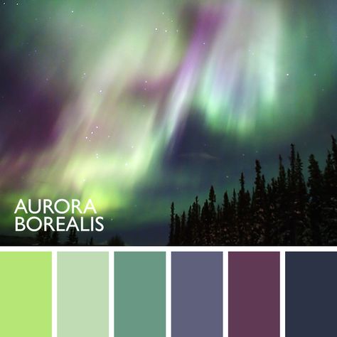 Aurora Borealis colour palette by Agatha Grayce. Original photo by Robinsoncrusoe (CC-0 Public Domain). Aurora Color Palette, Aurora Colors, Druid Character, Diy Galaxy Jar, Ice Play, Acrylic Pouring Techniques, Palette Art, Color Schemes Colour Palettes, Favorite Paint Colors