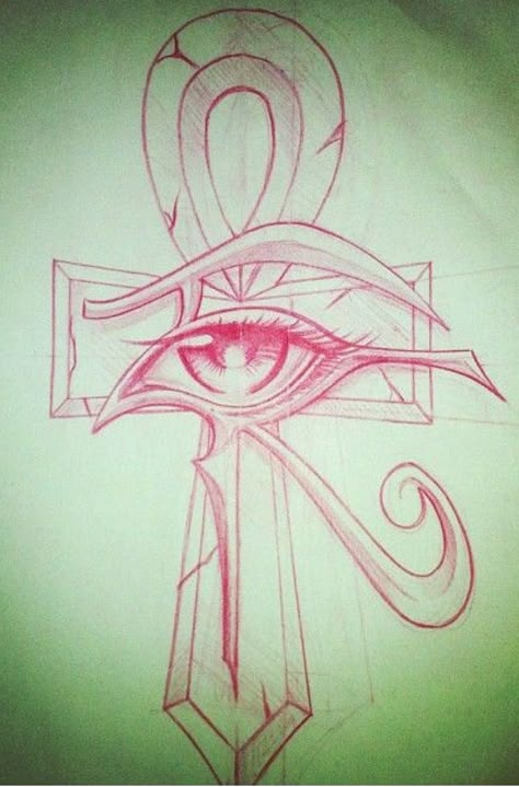 Eye Of Horus Ankh Tattoo, Tattoo Sleeve Drawings, Ankh Tattoo Design, Sketches Eyes, Ankh Tattoo, Horus Tattoo, Starověký Egypt, Egyptian Tattoo Sleeve, 16 Tattoo