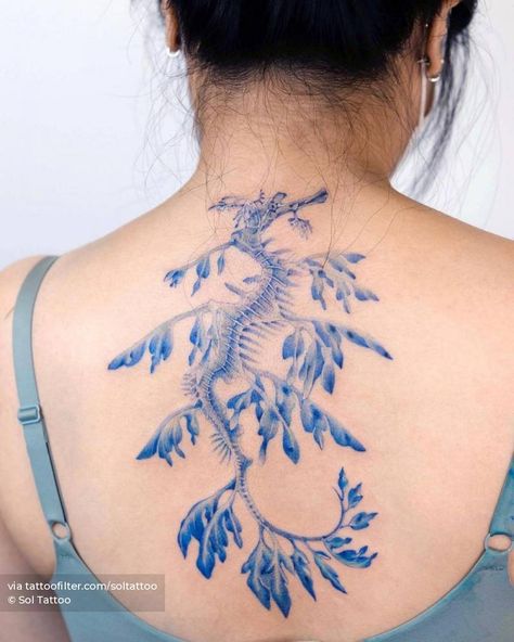 Sea Tattoo Sleeve, Sea Life Tattoos, Illustrative Tattoos, Seahorse Tattoo, Monster Tattoo, Ear Tattoo Ideas, Blue Tattoo, Kawaii Tattoo, Shark Tattoos