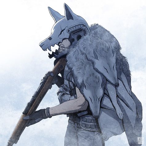 Wolf Helmet, Divide And Conquer, Military Artwork, Trick Shots, Combat Art, Anime Military, Anime Warrior, Modern Fantasy, Fantasy Concept Art