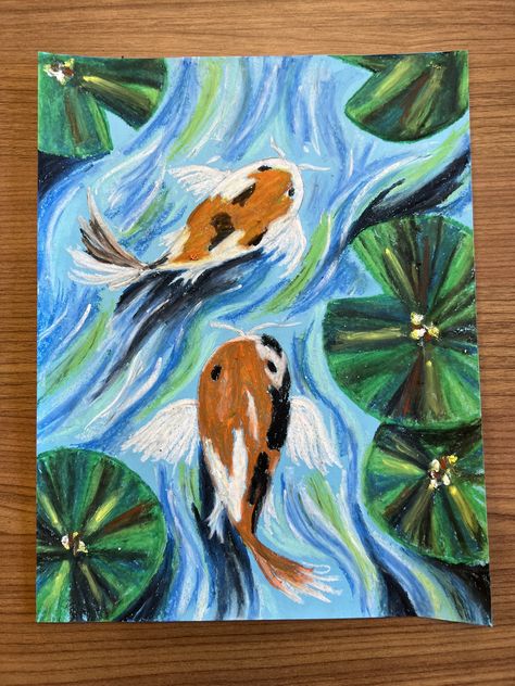 #koi Koi pond oil pastels art project. Art principles of contrast and movement. Koi Fish Oil Pastel, Art Principles, Fish Artwork, Principles Of Art, Oil Pastel Art, Oil Pastel Drawings, Koi Pond, Pastel Drawing, Pastel Art