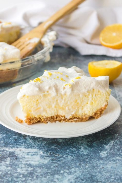 Fluffy Lemon Chiffon Pie - This old-fashioned recipe is the perfect lemon dessert, soft and fluffy with a homemade vanilla wafer crust. Chiffon Pie Recipe, Lemon Curd Dessert, No Bake Lemon Pie, Lemon Chiffon Pie, Pumpkin Chiffon Pie, Dairy Free Pies, Berry Pie Recipe, Chiffon Pie, Small Town Woman