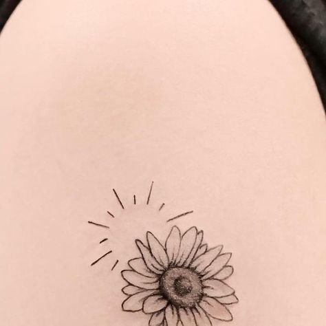 Crona Tattoo · Botanical Tattoo 🌷 on Instagram: "Sometimes the simplest tattoos convey the strongest message. This sun and sunflower tattoo represents the warmth and positivity of the sun and the resilience and loyalty of the sunflower 🌻🌞 ———————————————— 🌸Flower Tattoo 👯‍♀️Feminine Tattoo 🖋Fine line Tattoo 📏Custom Tattoo 〰️〰️〰️〰️〰️〰️〰️〰️〰️ :-Instagram Dm for enquiry-:❤️" Sun Flower Tattoo Designs For Women, Sunshine And Sunflower Tattoo, Daisy And Sun Tattoo, Half Sunflower Half Sun Tattoo, Sweetest Of The Sunflowers Tattoo, Sunshine Sunflower Tattoo, Ray Of Sunshine Tattoo, Rays Of Sunshine Tattoo, Flower And Sun Tattoo