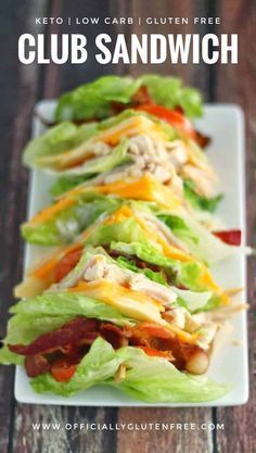 Keto & Low Carb Chicken Club Sandwich Made Lettuce Wrap Style... using Lettuce Leaves Between the Layers | Keto Chicken Sandwich without bread Keto Club Sandwich, Chicken Club Sandwich, Club Sandwiches, Chicken Club, Low Carb Snack, Boiled Egg Diet Plan, Recetas Keto, Low Carb Diet Recipes, Club Sandwich