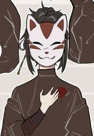 Mask Drawing Ideas Character Design, Kitsune Mask Character Design, Kitsune Mask Character, Cool Masks Anime, Anime Character With Mask, Wolf Mask Anime, Cat Mask Anime, Masked Oc Art, Anime Kitsune Mask