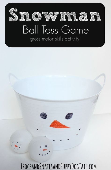 Snowman Ball Toss Game for kids. Great gross motor skill activity for kids. Cheap and easy to make too! Ball Toss Game, Motor Skill Activity, Theme Carnaval, Group Games For Kids, Game Gifts, Snowmen Activities, Snowman Party, Snow Theme, Winter Activities For Kids