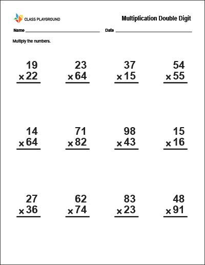 Printable Multiplication Double Digit  Worksheet Maths Worksheet For Class 3 Multiplication, Double Digit Multiplication Worksheets, Multiplication For Grade 2, Math For Grade 2, Multiply Worksheet, Multiplication Worksheets 4th Grade, 2 Digit Multiplication Worksheets, Multiplication Practice Worksheets, Double Digit Multiplication