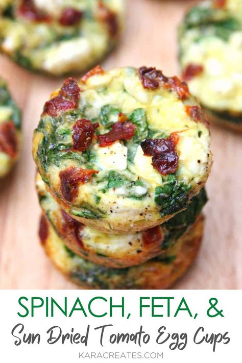 Egg Muffin Cups, Tomato Egg, Egg Bites Recipe, Egg Muffin, Spinach Feta, Vegan Muffins, Recipe Breakfast, Breakfast Bites, Egg Muffins