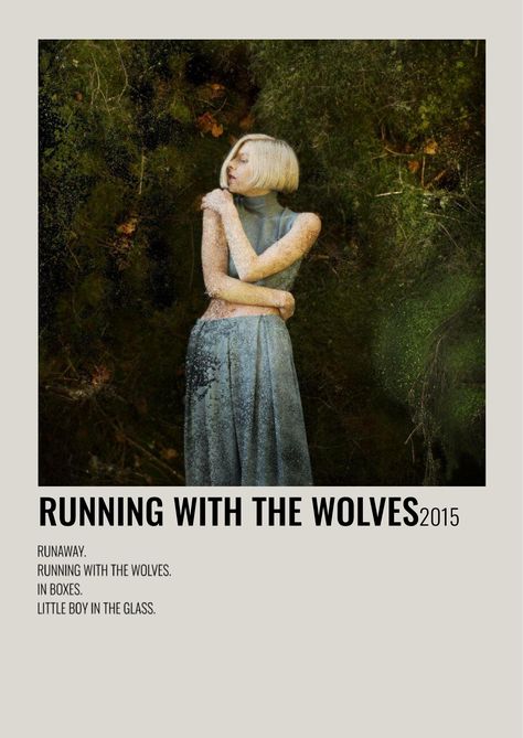 minimalist album poster Running With The Wolves, Minimalist Album Poster, Album Posters, Wolf Poster, Album Songs, Wolves, Songs, Running