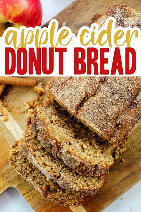 Just like a crispy, crackly fried apple cider donut! Fall Themed Baked Goods, Donut Bread Recipe, England Breakfast, Donut Bread, Apple Cider Recipe, Purple Dog, Cider Recipe, Fried Apples, Baked Treats