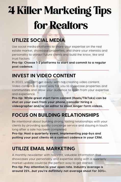 Real Estate Marketing | If you claim 2024 as your most successful year in business, staying up-to-date on the latest marketing trends and strategies will help you attract potential clients and grow your business. Find marketing tips, digital marketing tips, marketing tips for small business entrepreneurship, marketing job tips, and marketing tips for real estate. Learn more about real estate marketing at candicecarcioppolo.com! Best Real Estate Marketing Ideas, New Real Estate Agent Tips, Seller Tips Real Estate, Real Estate Tips For Sellers, Real Estate Content Ideas, Realtor Tools, Realtor Lifestyle, Real Estate Ideas, Real Estate Marketing Ideas