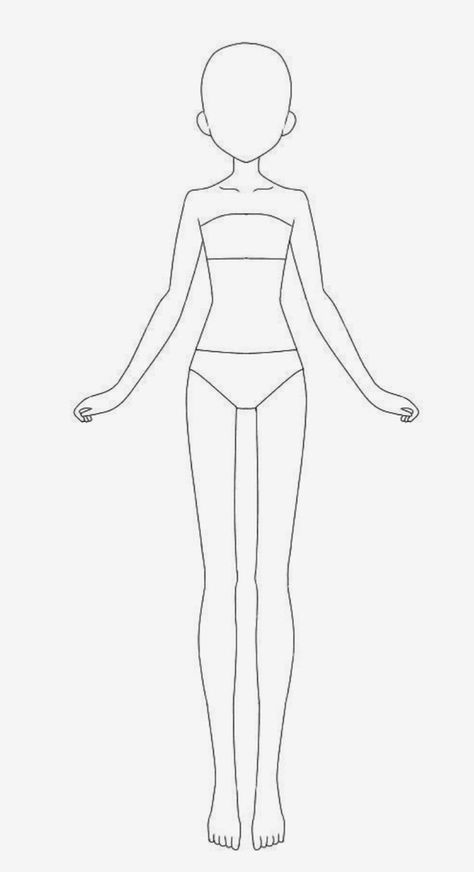 Anime Base Portrait, Mannequin Body Drawing, Paper Doll Outline, Dress To Impress Body Base, Female Character Template, Plain Body Drawing, Drawing Figures Poses Sketch, Body Base For Fashion Design, Body Base Drawing For Fashion