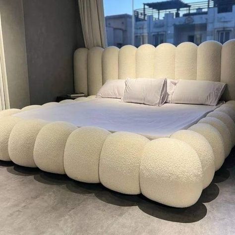 Nigeria Bed Design, Bubble Headboard, Bubble Bed Frame, Trendy Bed Designs, Cloud Bed Frame, Bubble Bed, Unique Bedrooms, Instagram Magazine, Small Bedroom Inspiration